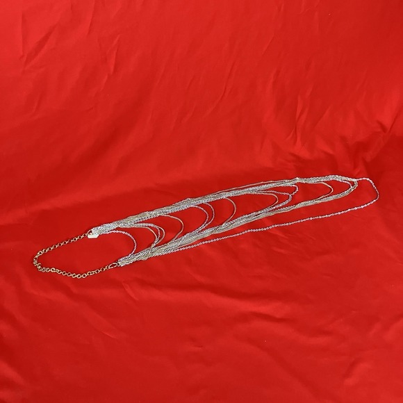 Vintage Multiple Chain Layered‎ Waterfall Necklace / Metal / Costume Jewelry - Picture 11 of 11